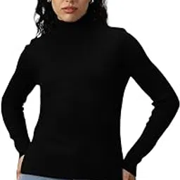 high star clothing High Star Women Acrylic Knitted Regular fit Turtle Neck Full Sleeves Sweaters 42-picture-56