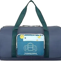 american tourister x Love Child by Masaba Packable Duffle Bag for Travel/Lightweight Polyester Foldable Duffel for Men & Women/Spacious Cabin Bag/Trendy Design/Multipurpose Use- Navy Blue image 1