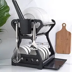 Merishopp Dish Drying Rack Dish Filter Multifunctional for Countertop Black-picture-17