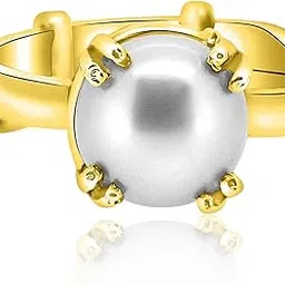 Adjustable Freshwater Pearl (Moti) Ring Panchdhatu | Astrological Gemstone for Positive Energy | Unisex Design for Men and Women | 4.25 to 12.25 Ratti-image-29