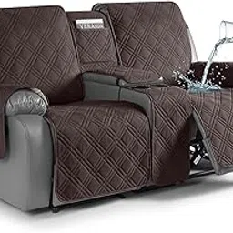 TAOCOCO Loveseat Recliner Cover, 100% Waterproof, Anti-Slip, Chocolate, 2 Seater, Modern Style-picture-13