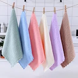 Microfiber Small Size Women's Handkerchief/Rumal - 400 GSM/Extra Soft and Super Absorbent Face Towels for Girl's, Kids & Newborn Babies (11x11 inch) - Multicolor (3)-picture-15