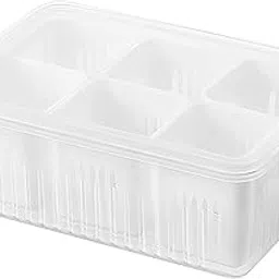 Food Storage Containers with Lids Airtight, Scallion Preservation Box Fridge Fresh-Keeping Container, 6 Grids Draining Crisper Portable Divided Fruit Storage Container Ginger Storage Basket for image 1