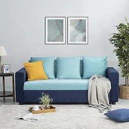 FURNY Vino 3 Seater Fabric Sofa Set in (Aqua Blue-Dark Blue)-picture-51