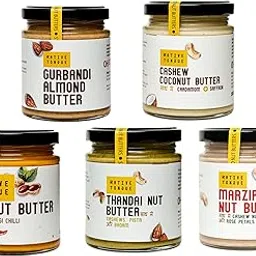 Native Tongue | Mini Trial Packs Premium Nut Butters | Thandai Nut Butter | Marzipan Nut Butter | Gurbandi Almond Butter | Cashew Coconut Butter with Saffron And Cardamom | Peanut Butter with Byadgi Chilli | 30g X 5 Mini Jars-picture-32