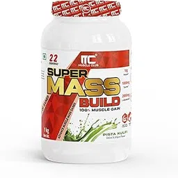 Muscleclub Super Mass Build | Whey Protein Mass Gainer | Muscle Building Nutrition | Supports muscle Gain added Taurine & L-Glutamine for performance & muscle recovery (1 KG, Pista Kulfi) image 1