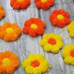 Prisma Collection Artificial Marigold Flowers Handmade Rangoli Set Decoration Home Decor - Home and Pooja Room Decorative | Floor Mats, Diwali Festive Indoor Outdoor Decor | House Warming Floor Decor-picture-12