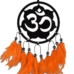 Sky-One Crafts Car Hanging Accessories: OM Spiritual Decor with Saffron Feather for Car, Home and Office Desk Décor Accessories-picture-12