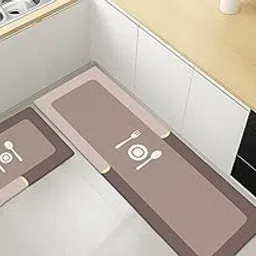 Outlay Home -2 Pcs Kitchen Mats, Waterproof Memory Foam Kitchen Rugs, Standing Desk Mat Floor Mats, Comfort Runner Rug Carpets for Kitchen Floor, Sink (Pink)-image-4