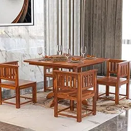 Wopno Furniture Solid Sheesham Wood 4 Seater Dining Table Set Without Cushioned Chairs for Dining Room | Living Room | Home & Office | Hotels Restaurant & Cafe (Honey, 4 Seater)-image-85