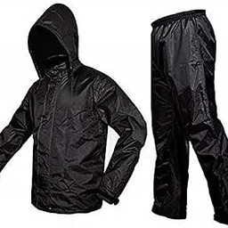 Rainwear Mens Raincoat Set Coat with Pant Waterproof with Adjustable Hood Rain Suit Size-XXL (Black)-image-80