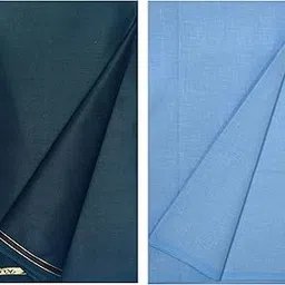 KUNDAN SULZ GWALIOR Men's Cotton Shirt & Trouser Fabric Combo Set (Un-Stitch; 1.20 & 2.25 Meter; Dark Blue & Light Sky Blue, Solid)-picture-16