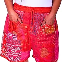 patchwork hub Unisex Yoga Shorts | Super Comfy Outdoor Shorts with 2 Pockets | Handmade Rayon Patch Shorts | Boho Hippie Shorts-picture-18