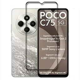 Dashmesh Shopping Tempered Glass Screen Protector for Poco C75 (Black) Edge to Edge Full Screen Coverage Premium Military-Grade-image-89