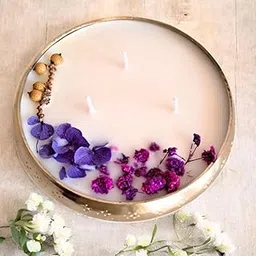 Opal Hues Purple Design Metal Urli Candle | Soy Wax Candle for Home Decor | Highly- Scented | Weighs 320 Grams | 3 to 4 Wicks| Home Decor (Lavender)-picture-13