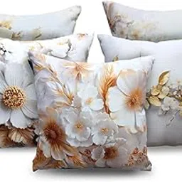 FURNISHYA Premium Cushion Cover 16 inch x 16 inch Set of 5 with Invisible Zipper - Soft Premium Stitched Sofa Cushion Covers 16x16-picture-15