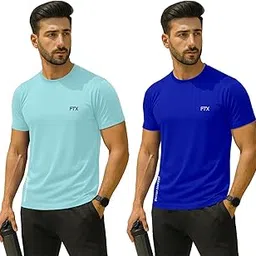 FTX Drifit Men Activewear Solid Half Sleeve Round Neck T-Shirt (Pack of 2)-image-86