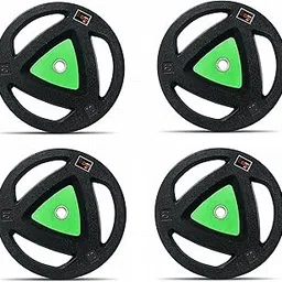 DREAM FIT Set of 4 10Kg Rubber Coated Metal Integrated Weight Plates for home gym - Spare Weights for dumbbells, barbells and other exercises (40Kg (10Kg x 4))-picture-60