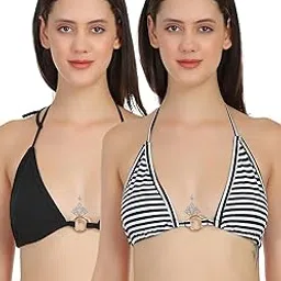 selfcare Pack of 2 Womens Solid Non Padded Halter Neck Free Size Ring Bra - P2-2-picture-50