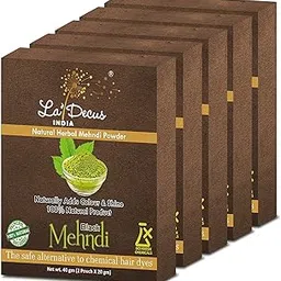 La'Decus INDIA Natural Herbal Organic Mehendi Powder for Hair with Medicinal Herbs - Pack of 5 (Each 40 gm, Black)-image-6