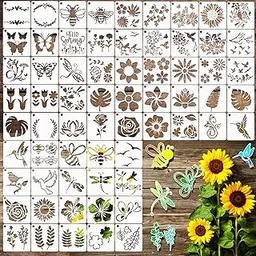 Hosomono Small Stencils For Painting On Wood Reusable, 3 Inch Reusable Stencil For Craft Ornament Paint Template Stencils For Wall Card Rock Wood Signs Coasters Canvas Home Decor (Flower)-image-96