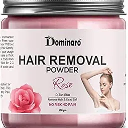 Dominaro Pure Hair Removal Powder in Rose Fragrance-For Underarms, Hand, Legs & Bikini Line Three in one Use For D-Tan Skin, Removing Hair, Remove Dead cell Men & Women(100 g)-picture-47