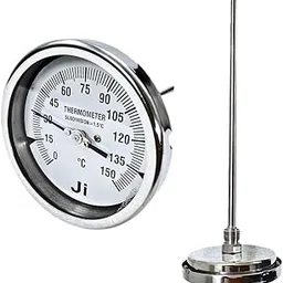 "Ji" Japsin Instrumentation Bi-Metal Dial Thermometer Temperature Gauge, Range 0 to 150 Deg C, Dial Size 4" (100 mm), Direct Mounting Back Entry, 12" Long Stem of 10 mm OD, 1/2" BSP (M) Connection-picture-24