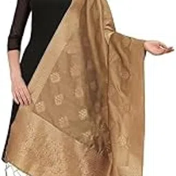 Women's Floral Woven Banarasi Silk Zari Dupatta with Thread Work - Multicolor Beautiful Scarf Chunni for Girls - Size: 1M x 2.5M-picture-15