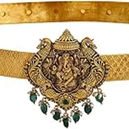 kushal's Fashion Jewellery Ruby-Green Gold Polished Antique Belt With Adjustable Chain Best for Festive Season & Special Occasion - 442873-picture-46