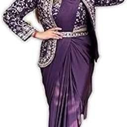 starly Indo Western Ready to Wear Drape Saree with Fully Embroidered Koti, Rangoli Silk Fabric, Stitched Blouse-picture-51