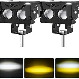 WESSER 2 lens Motorcycle Mini Drive LED Fog Light, 20+20W Dual Colour White-Yellow Output, Super Condenser Lens, 12 ZES-3570 LED Chips Spot Light With Universal Fit For All Cars And Bikes (Pack Of 2)-picture-24