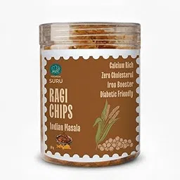 SURU Premium Ragi Chips, Indian Masala Flavour, Diabetic Friendly, Zero Cholesterol, 80g image 1