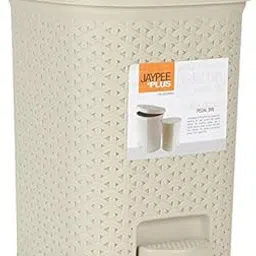 Jaypee Plus Dispose all Square Dustbin with Removable Plastic Bucket | Garbage Bin Trash Can Pedal Waste Bin |Square Shape Dustbin For Home, Kitchen, Bathroom & Office, 7 Litre, Beige image 1