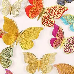 SEREBRUM 12pcs 3D Metallic Finish Home Decor Butterfly with Sticking Pad - Metallic Butterfly Decorations Party 3D Butterfly Wall Stickers (3D Butterfly 12pcs FBA)-picture-26