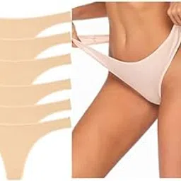Silverlake Women Cotton Comfortable Fabric Daily Use Regular Wear Mid Rise Thong Panty G-String Panties Pack of 6 (Skin)-image-32