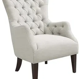 EPIC EVERGREEN ART - Modern Button Tufted Wingback Accent Chair Fabric joot Chesterfield for Living Room, Drawing Room, Bedroom, Guestroom, Hallways. (White)-image-22