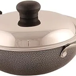 Prestige Omega Select Plus Aluminium Non-Stick Round Base Kadhai with Lid, 20 cm, Black-picture-23