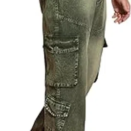 urbano fashion Men's Loose Baggy Fit Washed Cargo Jeans with 7 Pockets Non-Stretchable-picture-36