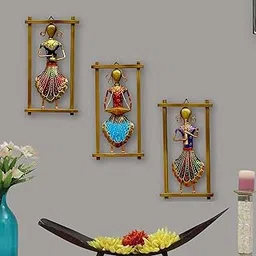 pranjals house 3 Rajasthani Musician Metal Frame Wall Décor, Wall Hanging for Living Room, Wrought Iron,(Size 12x6.5 Inch)-image-27