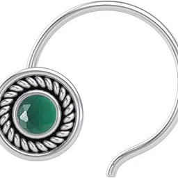 jsaj Stone Nose Pin Wire Nose Pin in Pure 92.5 Sterling Silver-picture-44