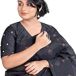 tanjinas Women's Cotton - Black - Hand Needle Work - Half Sleeve Readymade Designer Blouse-picture-10