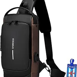 oceanevo Stylish Anti Theft Crossbody Sling Bag for Men WITH Luggage Tag, Chest Bag for Travel WITH Lock and USB Charging Port-picture-33