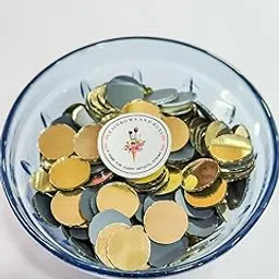 R&H Craft Mirrors Gold Circle/Round Shape Mirrors 100Grams, 250 Pcs Aprrox, for LIPPAN, Mirror, MUD, Craft, Mosaic Art, Home Decorations ETC (1.5 CM)-image-3