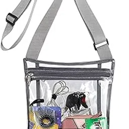lify Clear Cross-body Purse Bag, Stadium Approved Clear Vinyl Bag, Adjustable Crossbody Strap, Extra Inside Pocket, Stylish Functional Trendy- 1piece Pack (Grey)-picture-49