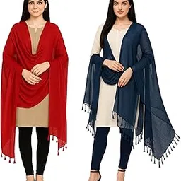 Combo of 2 Women's Rayon Cotton Blend Dupattas – Soft, Lightweight & Breathable Ethnic Scarves for All Seasons image 1