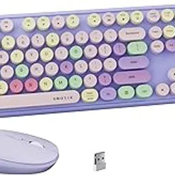 FCPLU x UBOTIE Colorful Wireless Keyboard and Mouse Combo, Full-Sized Office Keyboard with Typewriter Flexible Keys, 2.4GHz Dropout-Free Connection, Optical Mouse for PC Laptop(Purple Colorful)-picture-40