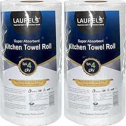 LAURELS 4 Ply Super Absorbent Kitchen Towel Rolls, Set of 2, 80 Pulls Each-image-2