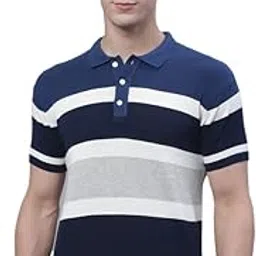 cantabil Blue Regular Fit Striped Polo Neck Half Sleeve Casual T-Shirt for Men | Half Sleeves Polo Neck T-Shirts for Men | Mens Polo Neck Striped T-Shirt (P_MTSH00272_BLUE)-picture-38