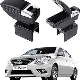 Oshotto PU Leather AR-01 Car Armrest Console Box Compatible with Nissan Sunny - Black-picture-20
