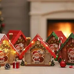 6 Pcs 3D Santa House Decoration Set for Christmas DIY Christmas House with Santa and Reindeer Decoration for Home, Wall, Desk, Xmas Party, Xmas Tree (Pack of 6)-picture-11
